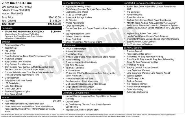 used 2022 Kia K5 car, priced at $23,576
