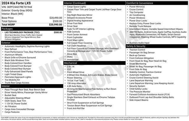 used 2024 Kia Forte car, priced at $19,813