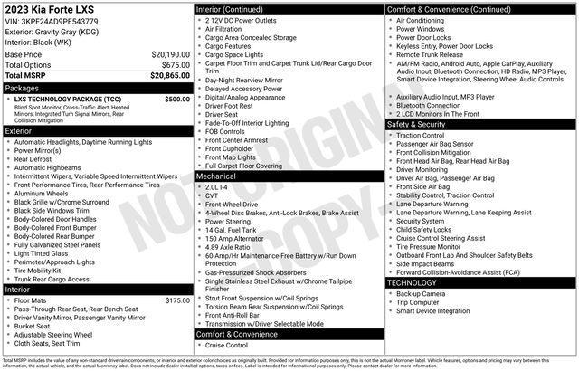 used 2023 Kia Forte car, priced at $18,435