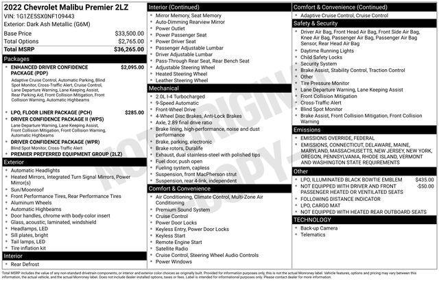 used 2022 Chevrolet Malibu car, priced at $21,680