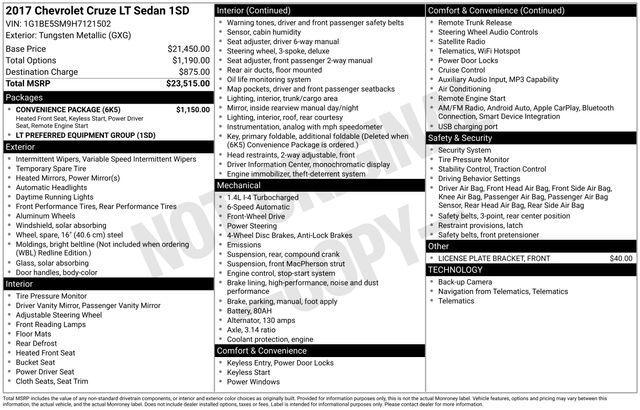 used 2017 Chevrolet Cruze car, priced at $11,377