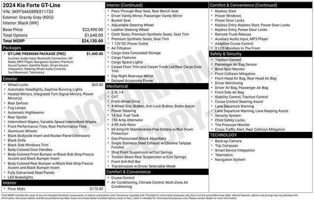 used 2024 Kia Forte car, priced at $23,185