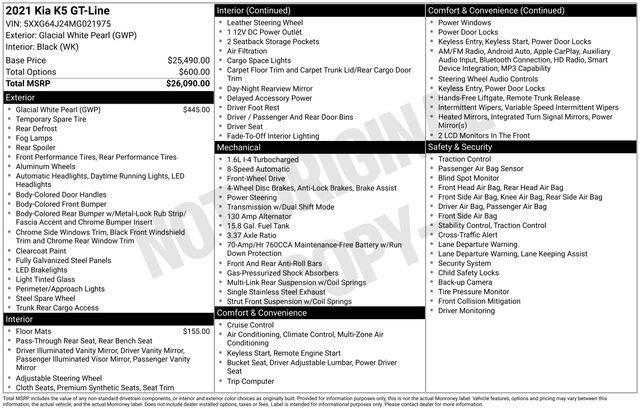 used 2021 Kia K5 car, priced at $23,082