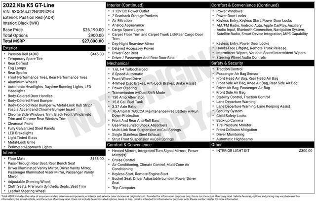 used 2022 Kia K5 car, priced at $24,462