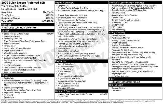 used 2020 Buick Encore car, priced at $13,655