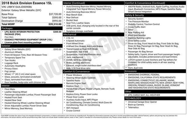 used 2018 Buick Envision car, priced at $15,692