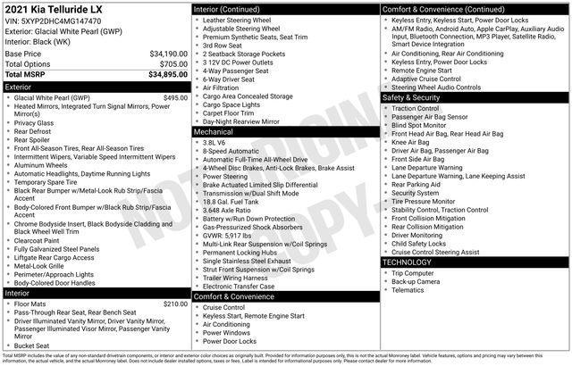 used 2021 Kia Telluride car, priced at $22,139