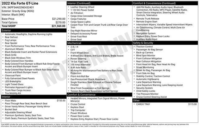 used 2022 Kia Forte car, priced at $21,051