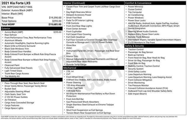 used 2021 Kia Forte car, priced at $14,997
