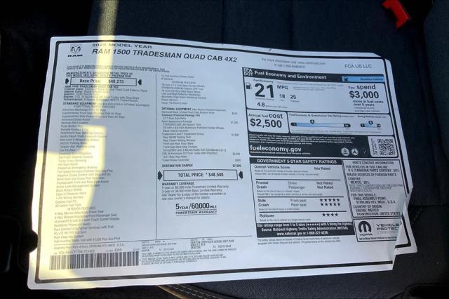 new 2025 Ram 1500 car, priced at $48,500