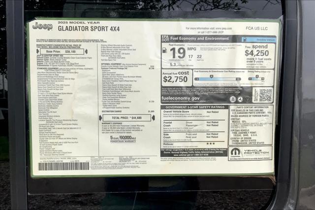 new 2025 Jeep Gladiator car, priced at $44,680