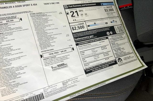 new 2025 Jeep Wrangler car, priced at $49,345