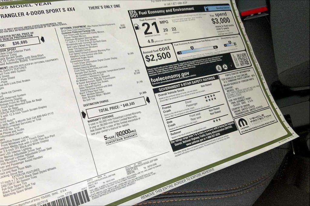 new 2025 Jeep Wrangler car, priced at $44,999
