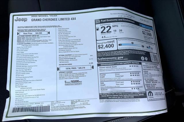 new 2025 Jeep Grand Cherokee car, priced at $49,270