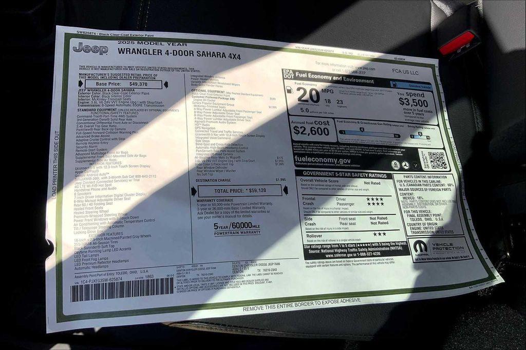 new 2025 Jeep Wrangler car, priced at $54,499