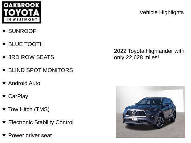 used 2022 Toyota Highlander car, priced at $36,999