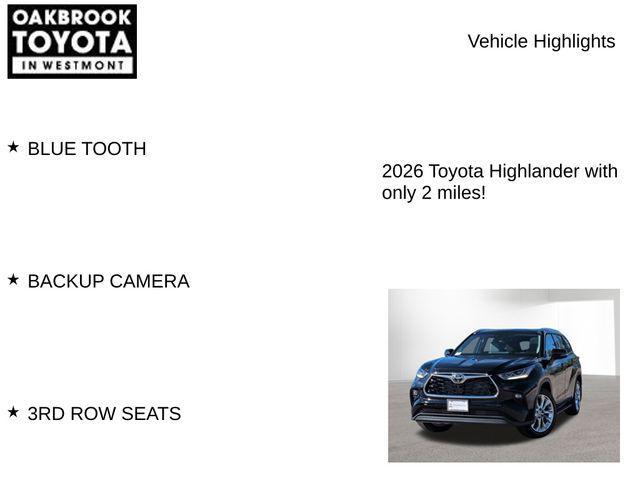 new 2026 Toyota Highlander car, priced at $53,025
