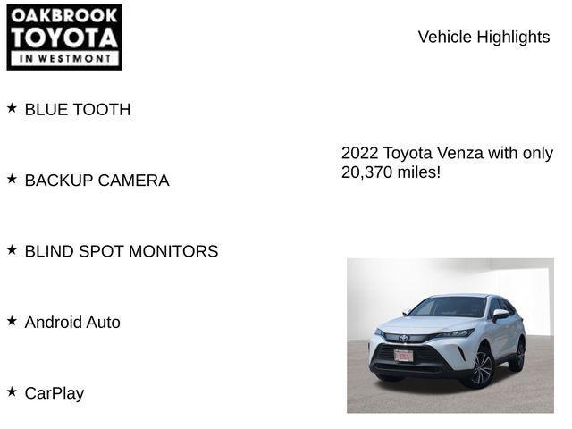 used 2022 Toyota Venza car, priced at $28,999
