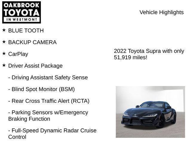 used 2022 Toyota Supra car, priced at $48,500