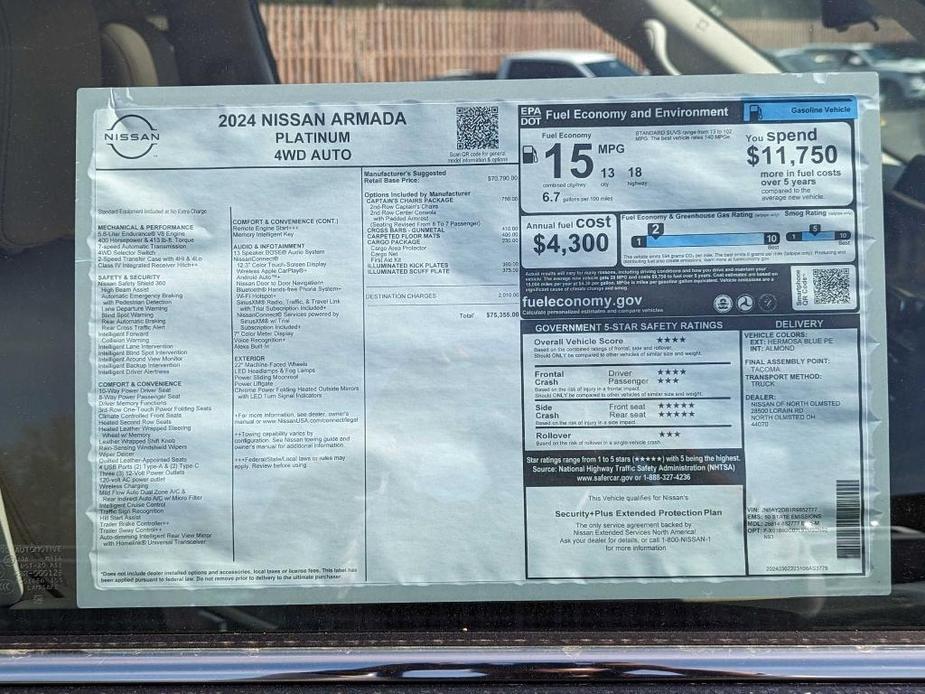 new 2024 Nissan Armada car, priced at $75,355