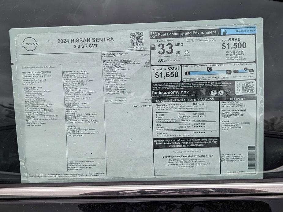 new 2024 Nissan Sentra car, priced at $28,055