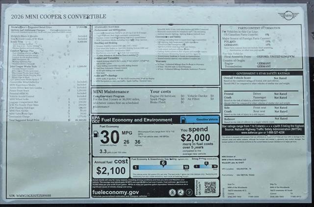 new 2026 MINI Convertible car, priced at $46,360