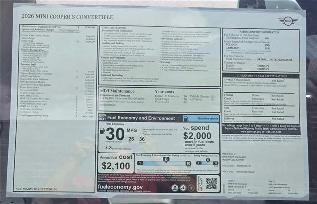 new 2026 MINI Convertible car, priced at $46,415