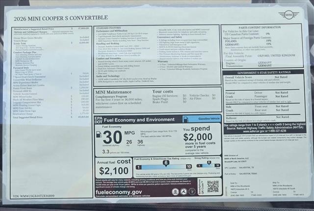 new 2026 MINI Convertible car, priced at $45,815