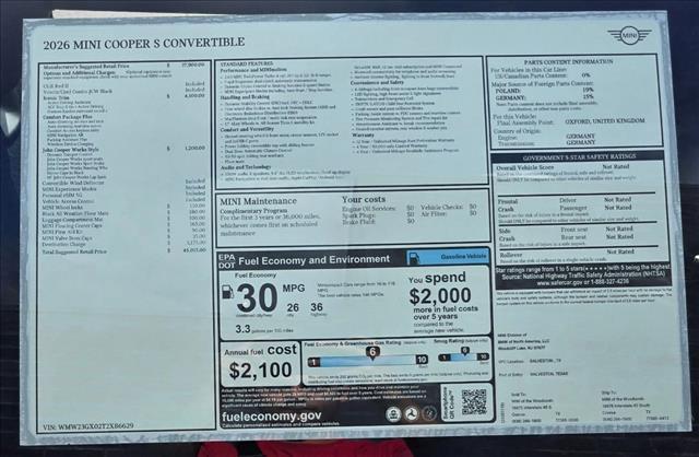 new 2026 MINI Convertible car, priced at $45,015