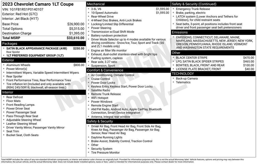 used 2023 Chevrolet Camaro car, priced at $30,328