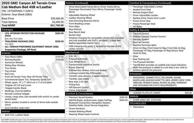 used 2020 GMC Canyon car, priced at $28,970