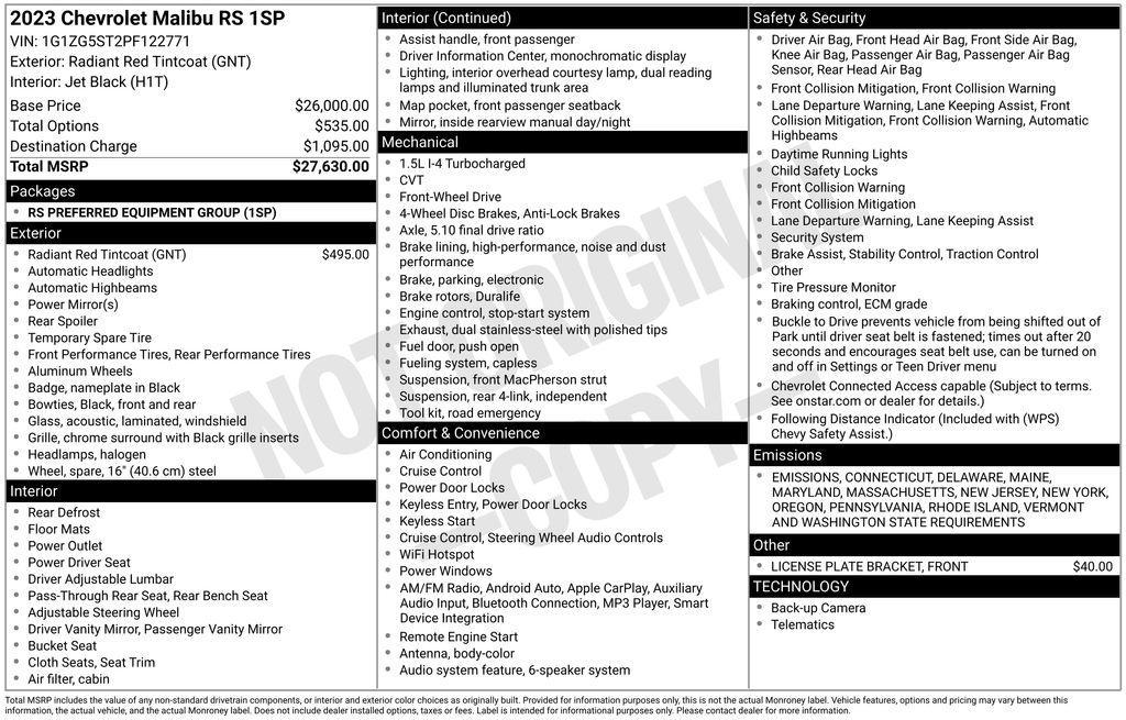 used 2023 Chevrolet Malibu car, priced at $19,210