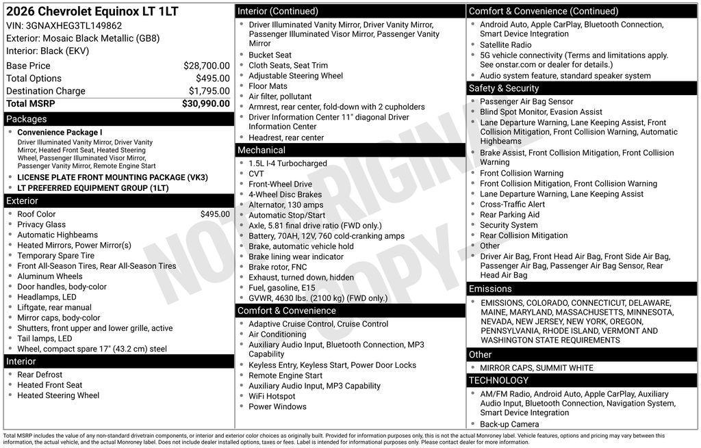 used 2026 Chevrolet Equinox car, priced at $29,906