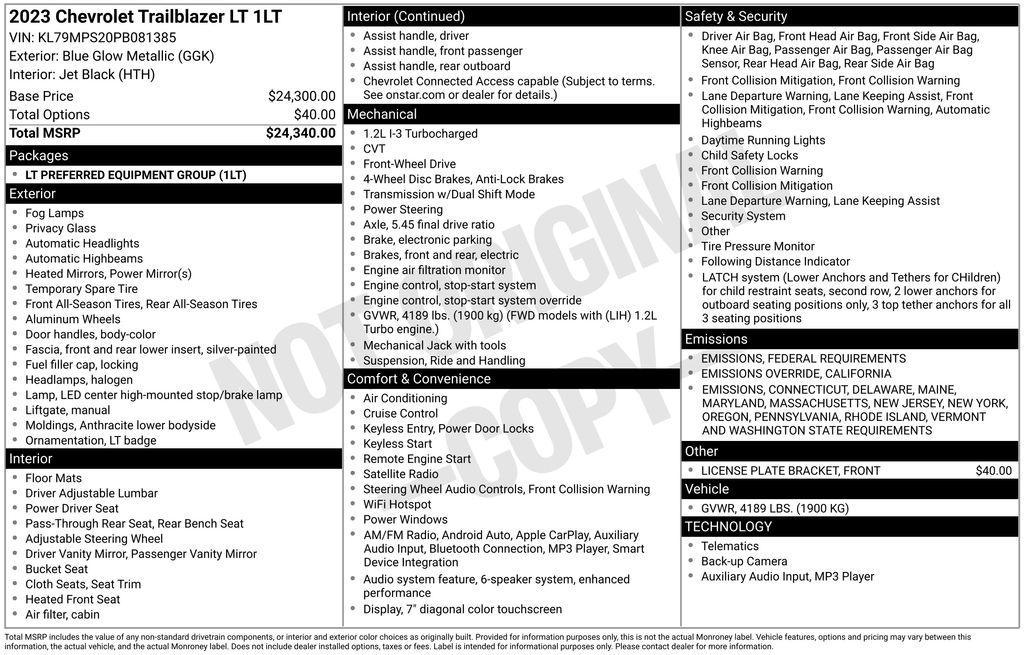 used 2023 Chevrolet TrailBlazer car, priced at $20,758