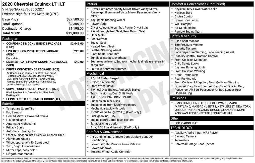 used 2020 Chevrolet Equinox car, priced at $16,084