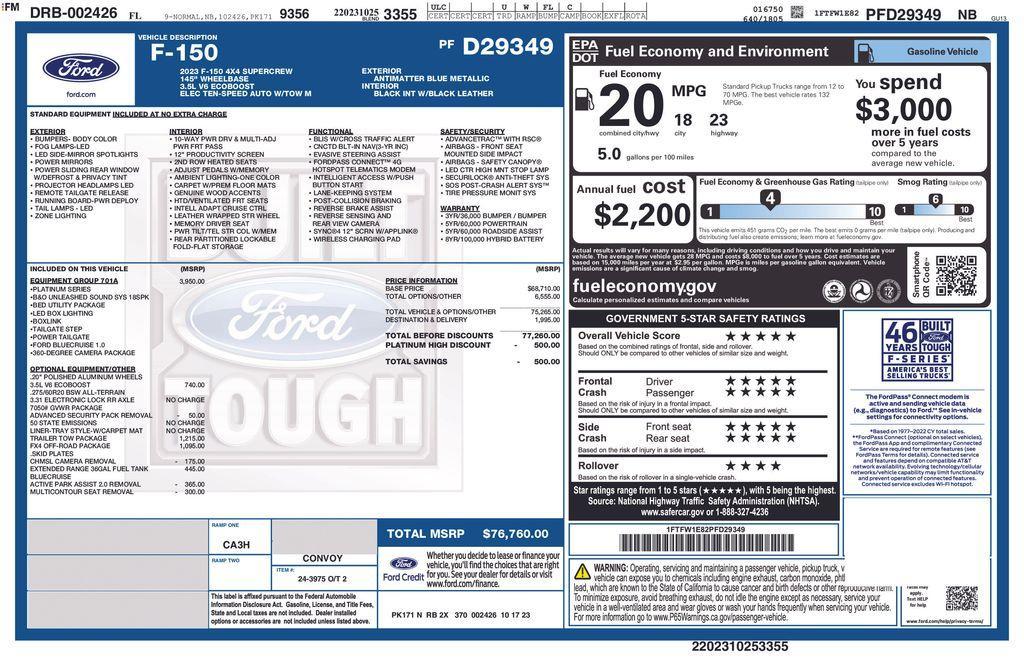 used 2023 Ford F-150 car, priced at $54,500