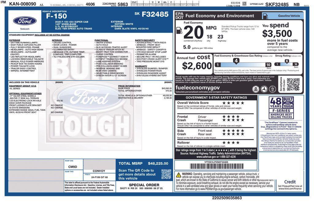 new 2025 Ford F-150 car, priced at $45,710