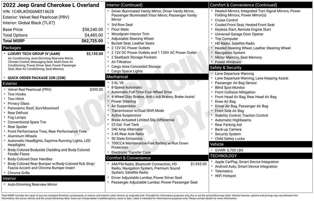 used 2022 Jeep Grand Cherokee L car, priced at $36,590