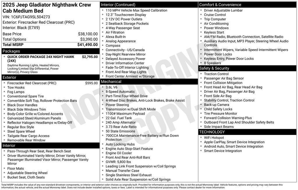 used 2025 Jeep Gladiator car, priced at $37,990
