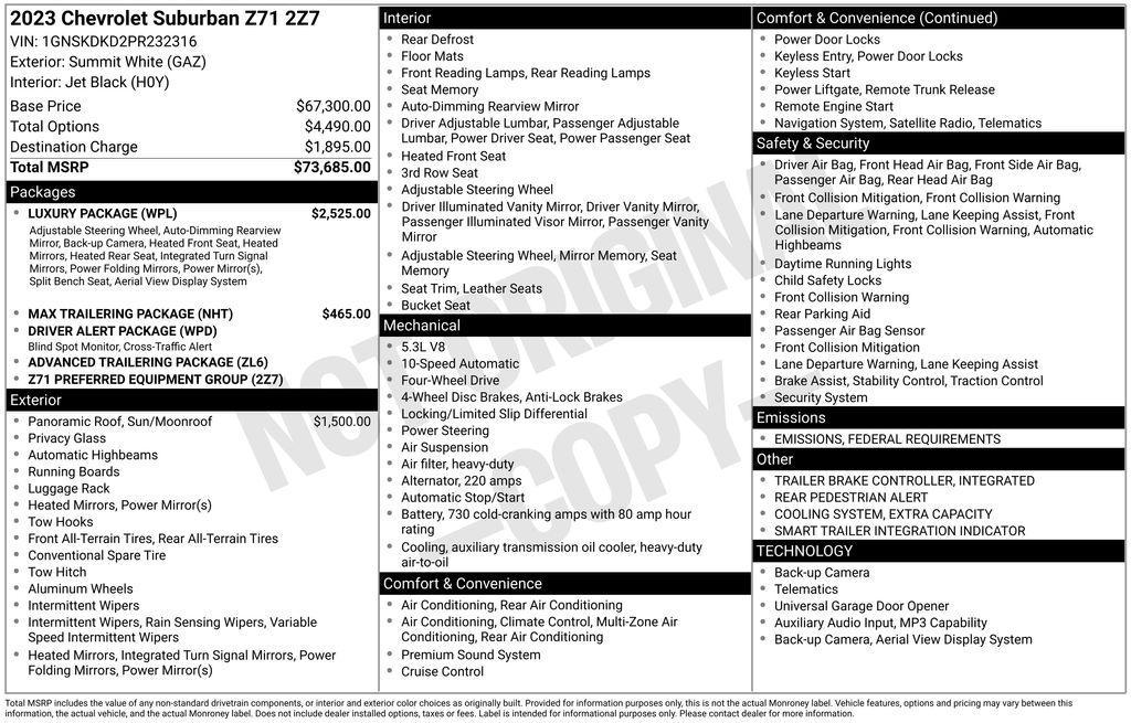 used 2023 Chevrolet Suburban car, priced at $54,990