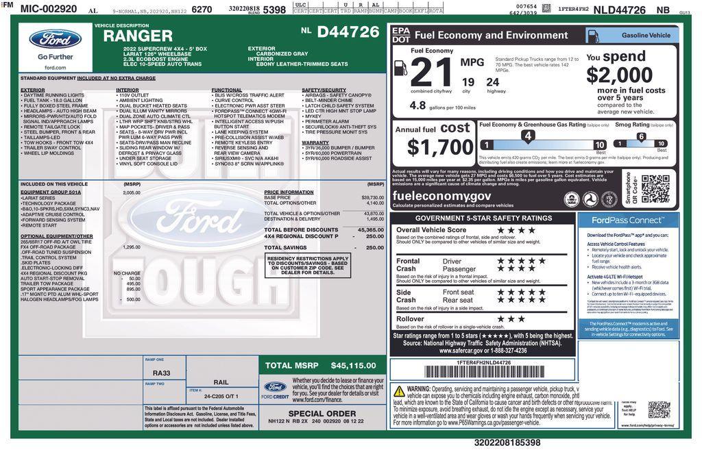 used 2022 Ford Ranger car, priced at $34,990