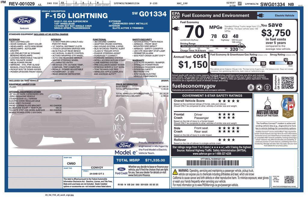 new 2025 Ford F-150 Lightning car, priced at $56,471