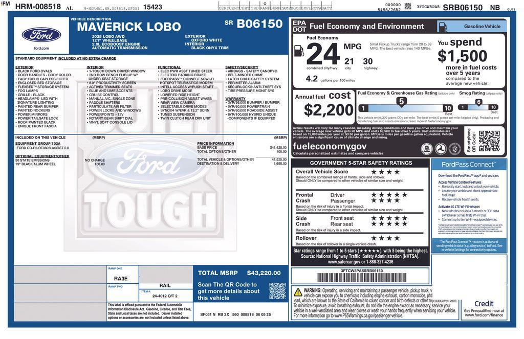 new 2025 Ford Maverick car, priced at $42,220