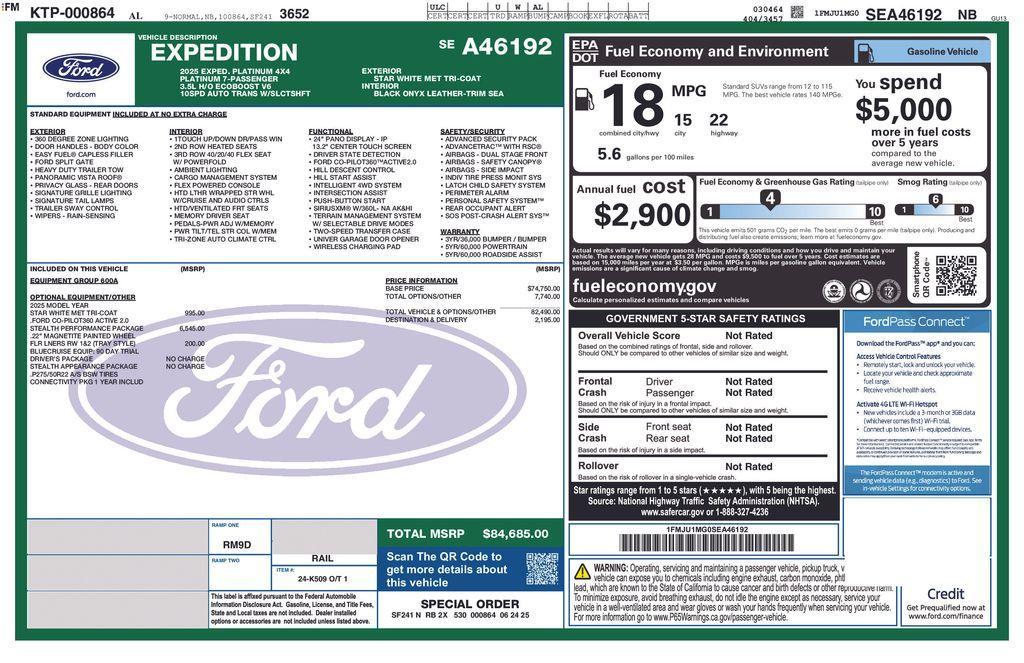 new 2025 Ford Expedition car, priced at $81,875