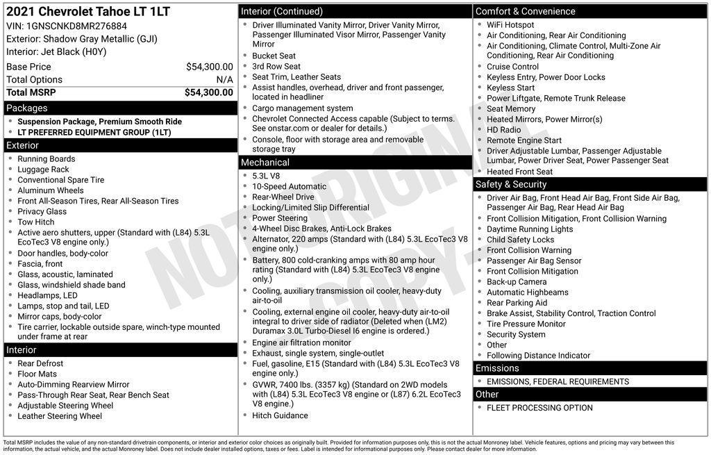 used 2021 Chevrolet Tahoe car, priced at $34,250