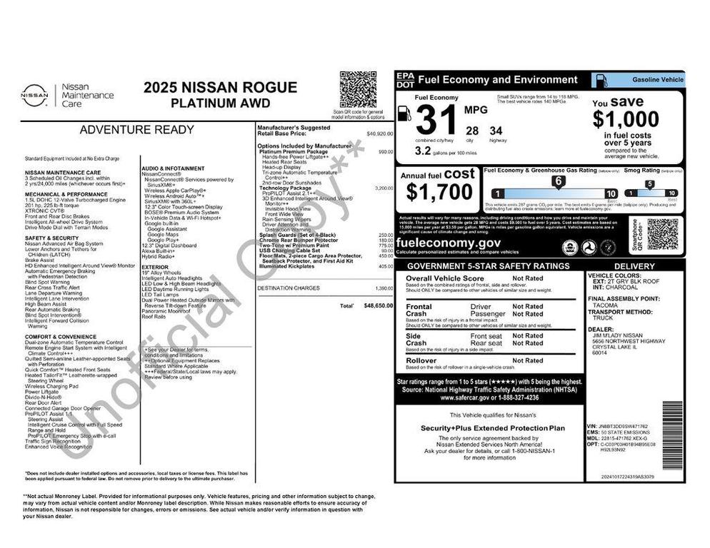 new 2025 Nissan Rogue car, priced at $39,650