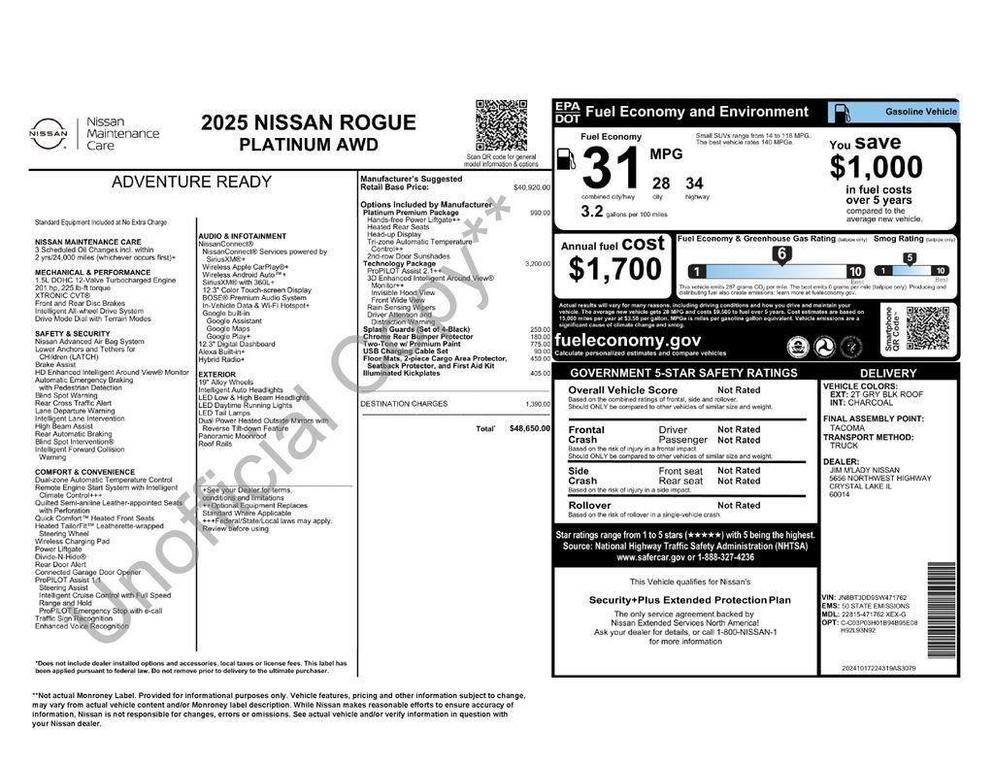 new 2025 Nissan Rogue car, priced at $39,650