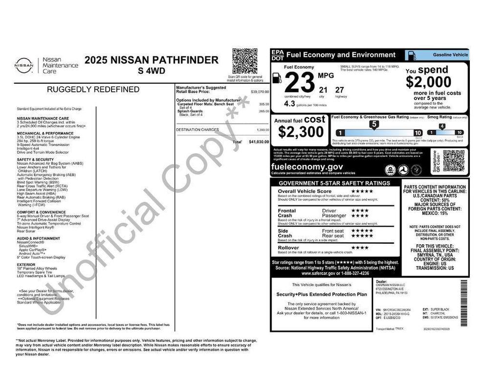 new 2025 Nissan Pathfinder car, priced at $32,543