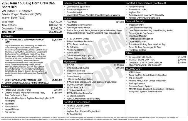 new 2026 Ram 1500 car, priced at $51,706