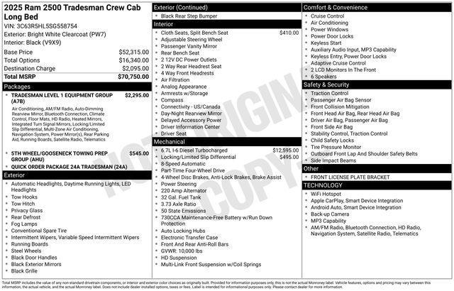 new 2025 Ram 2500 car, priced at $55,428